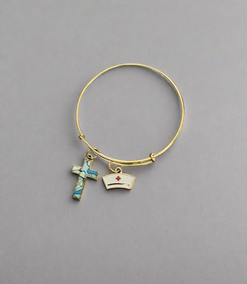 Nurse Hat Blue Cross Bracelet