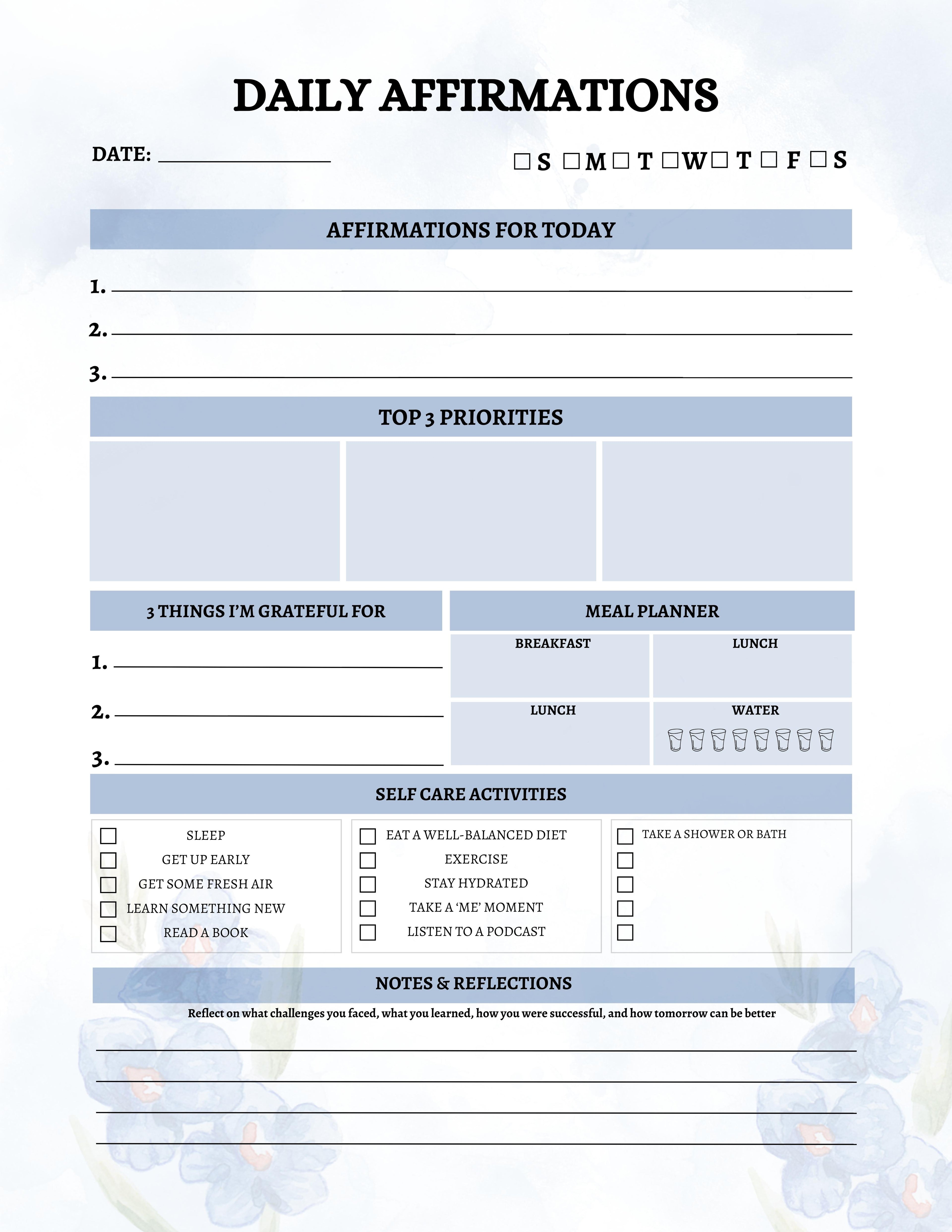 DAILY AFFIRMATIONS PLANNER
