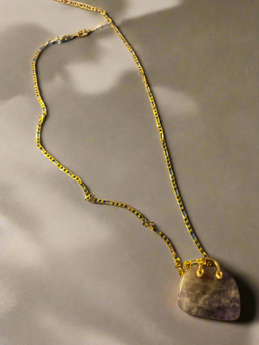 Lavender Quartz Purse Necklace