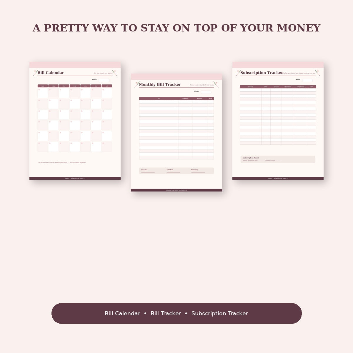 Her Money, Her Peace™ | Feminine Bill & Budget Tracker Printable