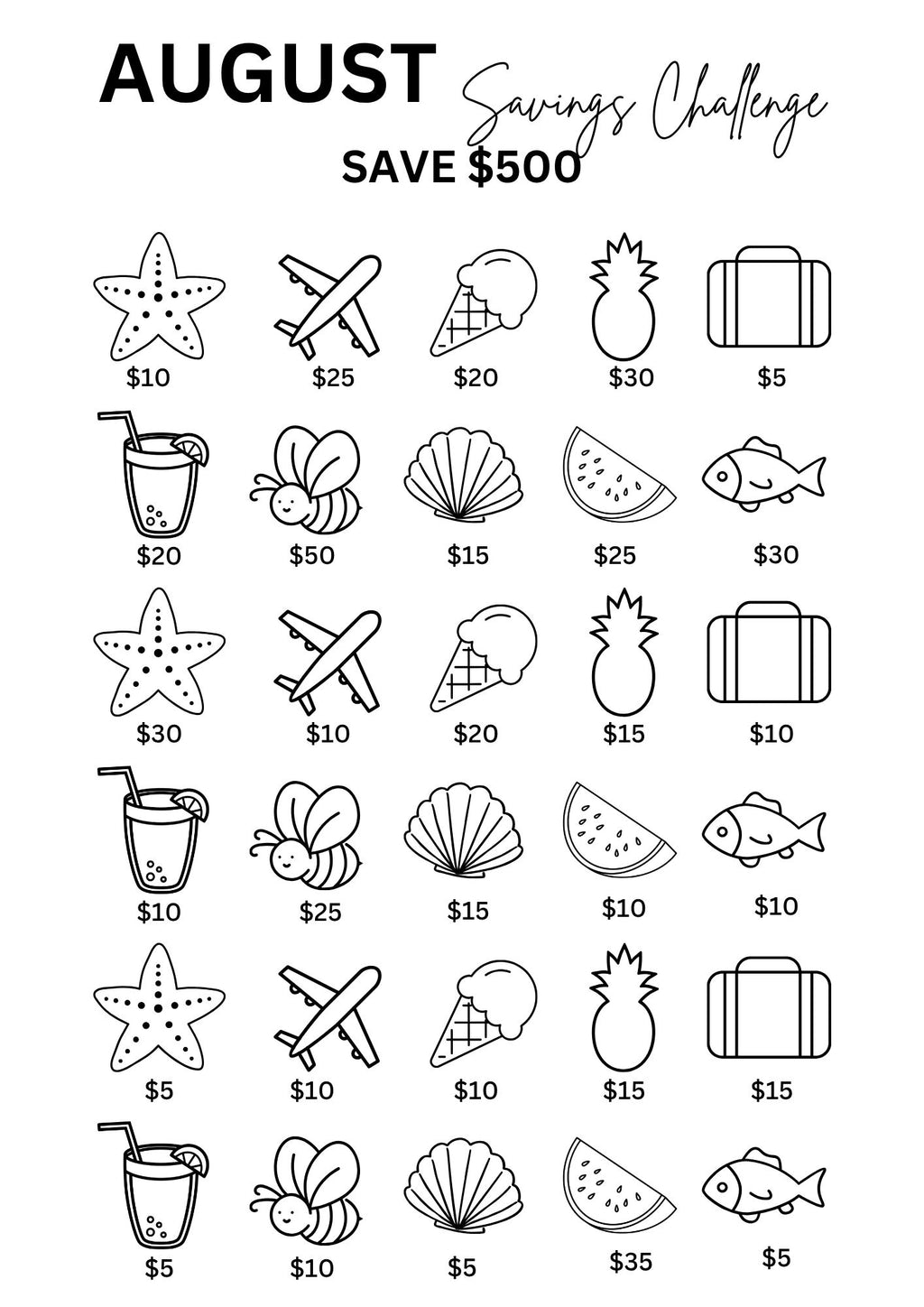 12 MONTH COLOR SAVINGS PLANNER