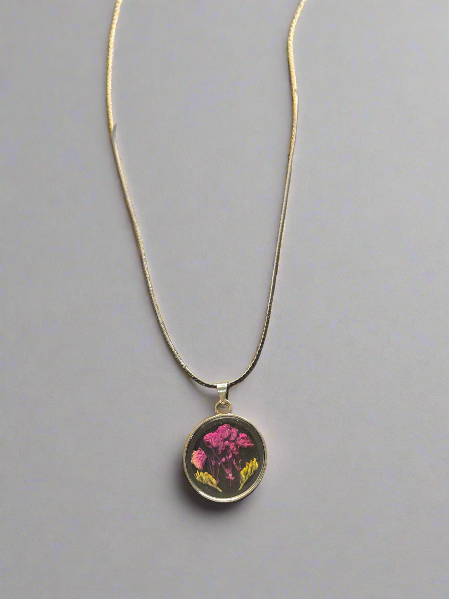 Purple green floral pendant